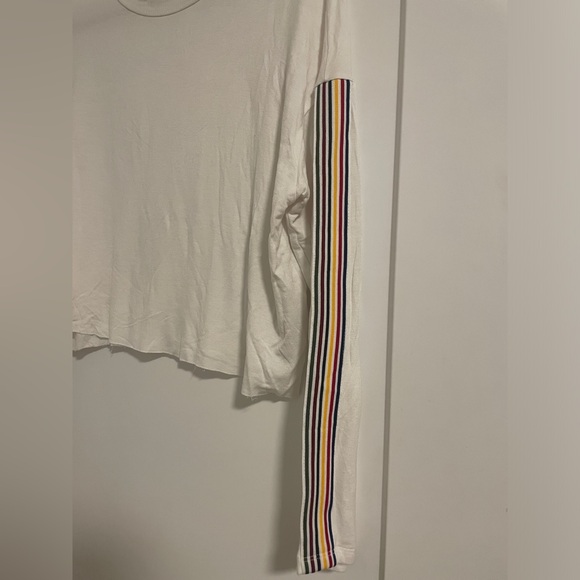 Rainbow Sleeved White Cropped Top - Picture 2 of 4